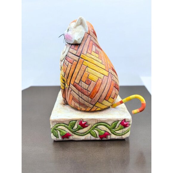 Jim Shore Colorful Cat Figurine - Orange, Pink, Green - Picture 4 of 6